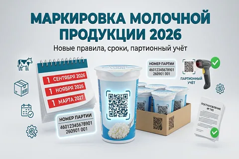 Маркировка молочной продукции в 2026: новые правила, партионный учёт и сроки — как подготовить бизнес
