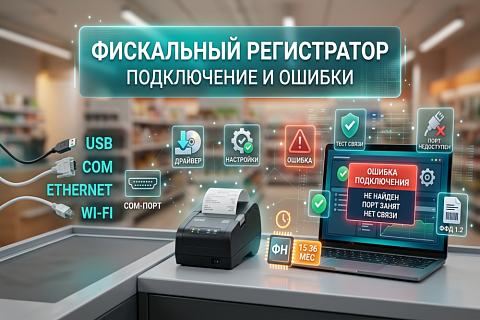 Фискальный регистратор: как подключить и что делать при ошибках «не найден», «порт занят», «нет связи»